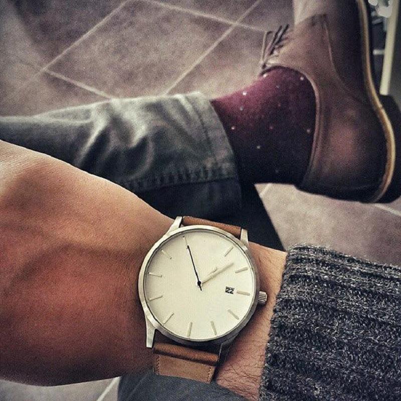 Men's watch quartz sport casual minimalist leather band bracelet - Stylesma