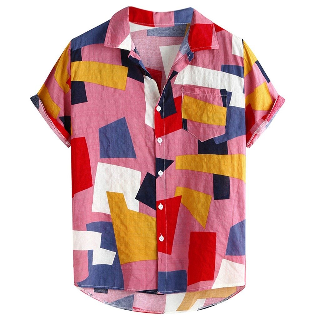 Printed Hawaiian Loose Short Sleeve Casual Button Shirt
