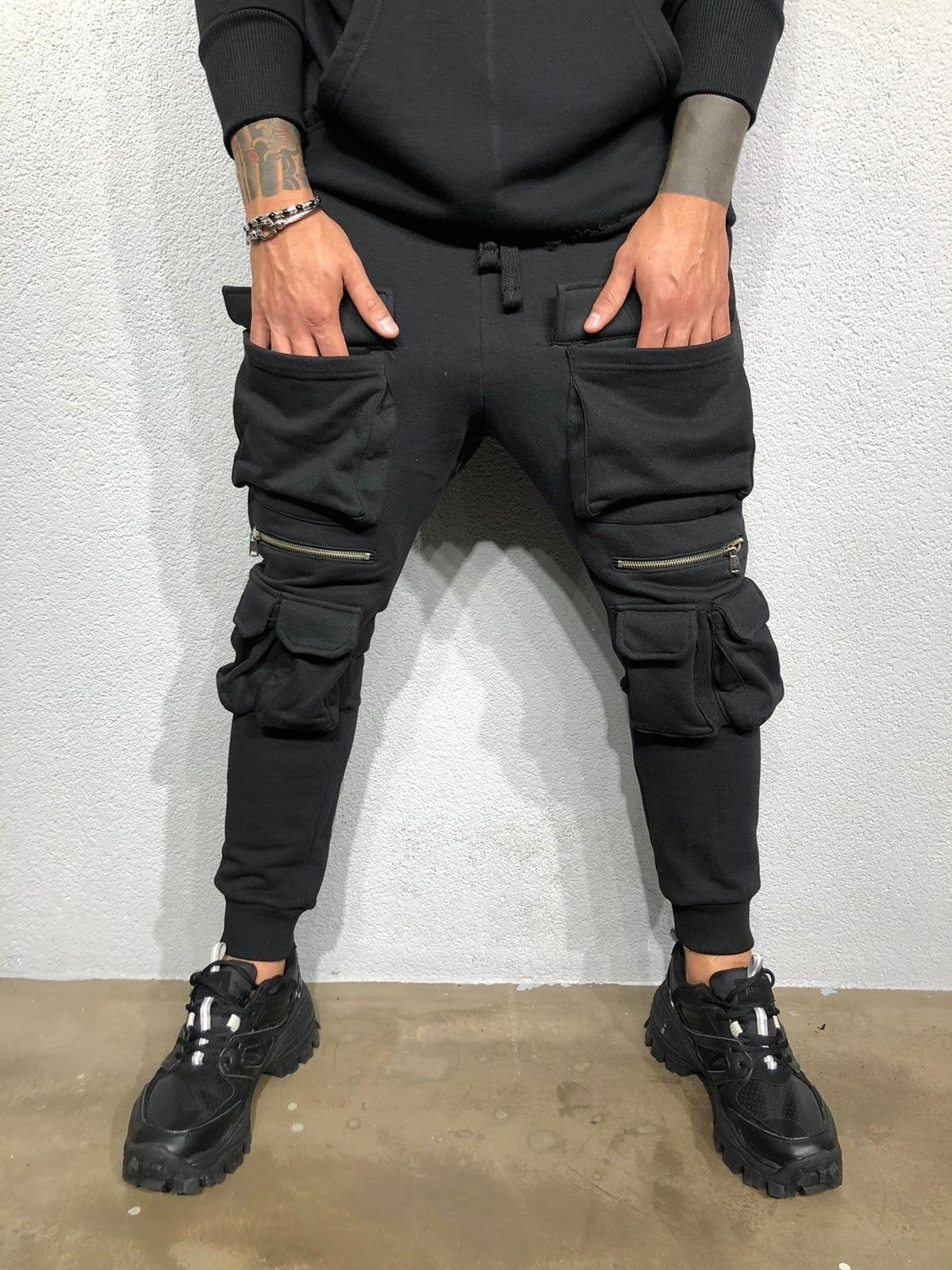 Solid Color Cotton Pencil Pants