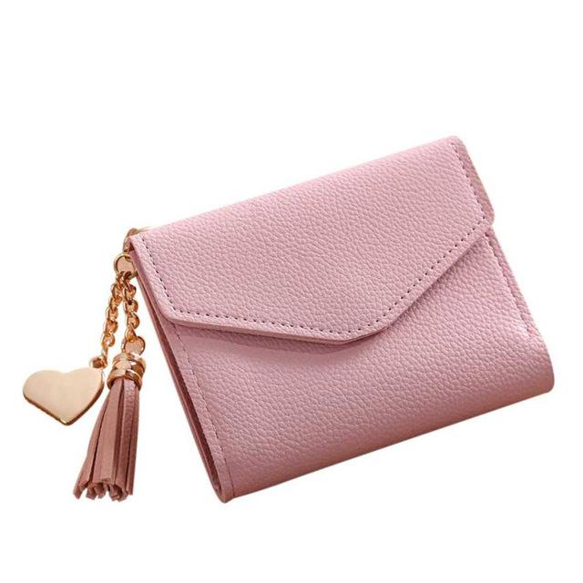 Simple Short Tassel Coin Purse Card Holder Wallet