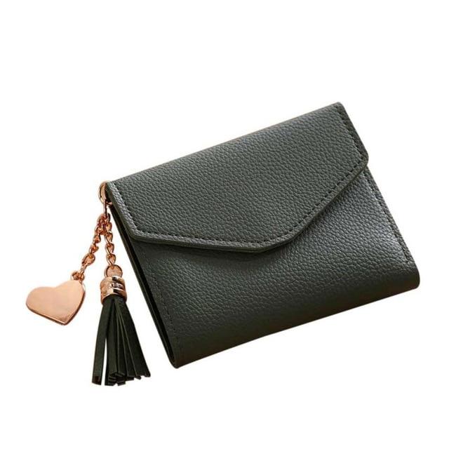 Simple Short Tassel Coin Purse Card Holder Wallet