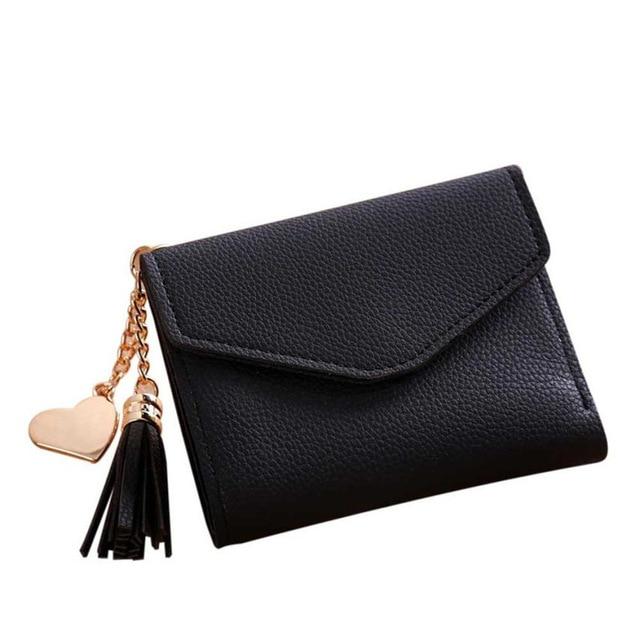 Simple Short Tassel Coin Purse Card Holder Wallet