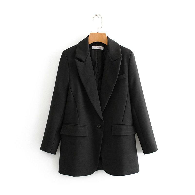 Black Long Sleeve Pocket Blazer - Stylesma