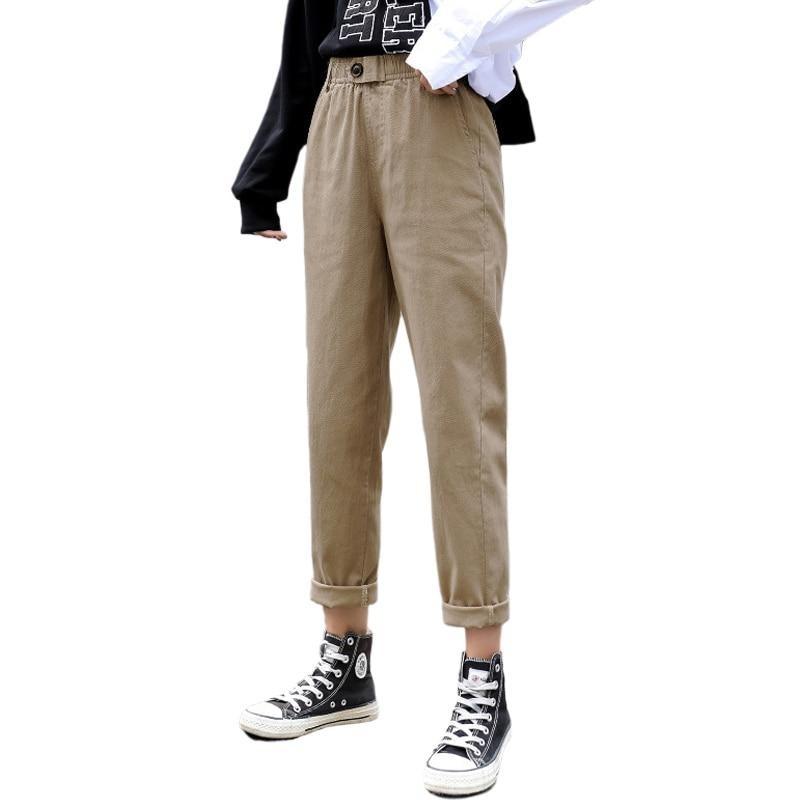 Elastic Waist Triangle Buckle Casual Harem Pants - Stylesma