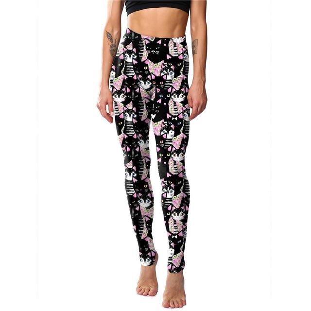 Cat Print Plus Size Ankle-Length Elastic Leggings