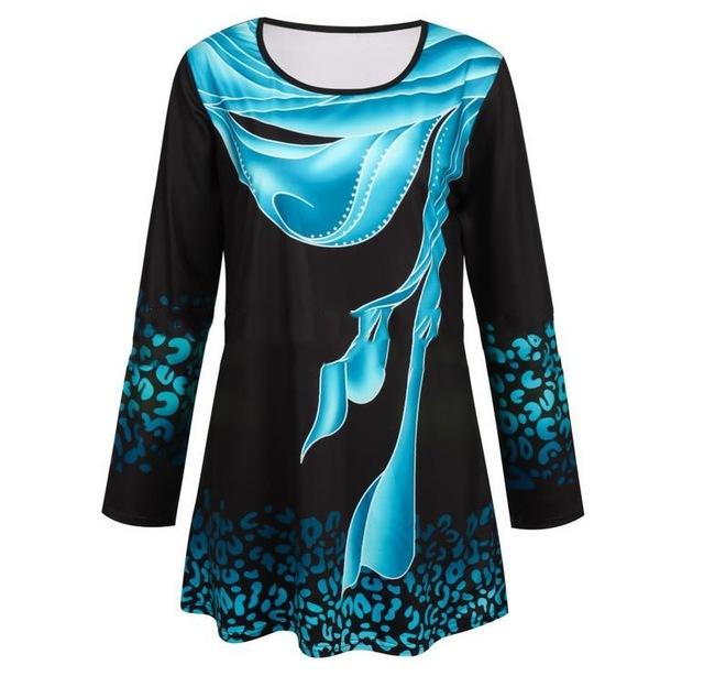 Shirt Blouse Women Spring Summer Printing Shirt 3/4 sleeve Casual Hem Irregularity Female fashion shirt Tops Plus Size - Stylesma