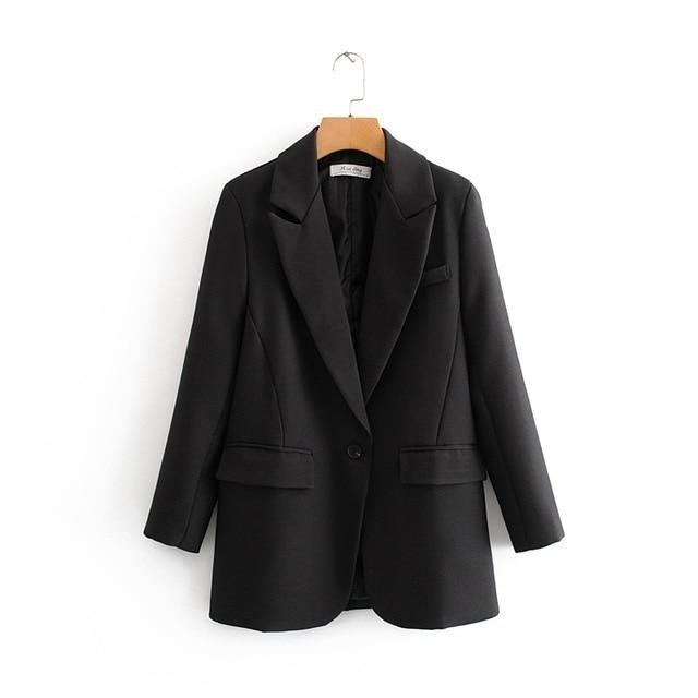 Black Long Sleeve Pocket Blazer - Stylesma