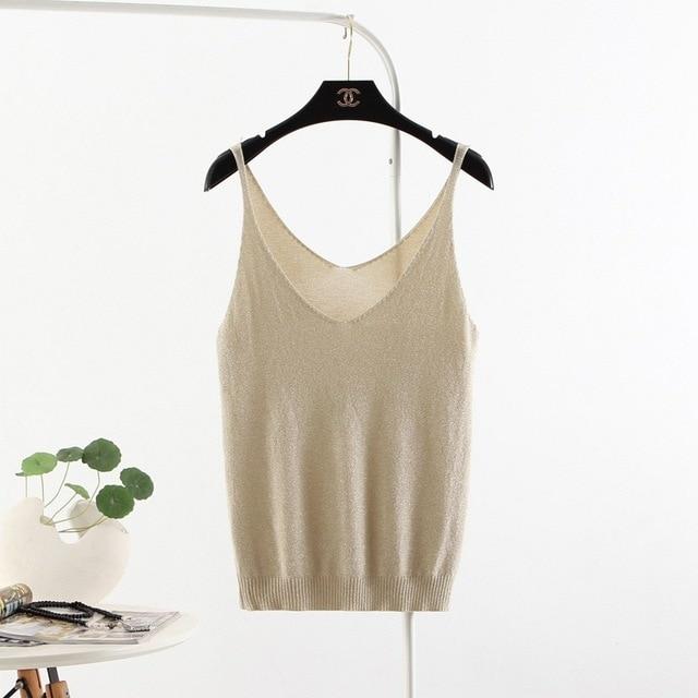 Multicolor Sleeveless Bustier Cotton T-shirt