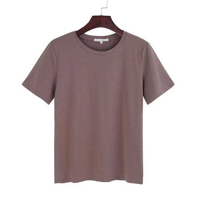 Cotton Loose Style Solid Short Sleeve O-Neck T Shirt