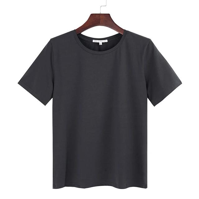 Cotton Loose Style Solid Short Sleeve O-Neck T Shirt