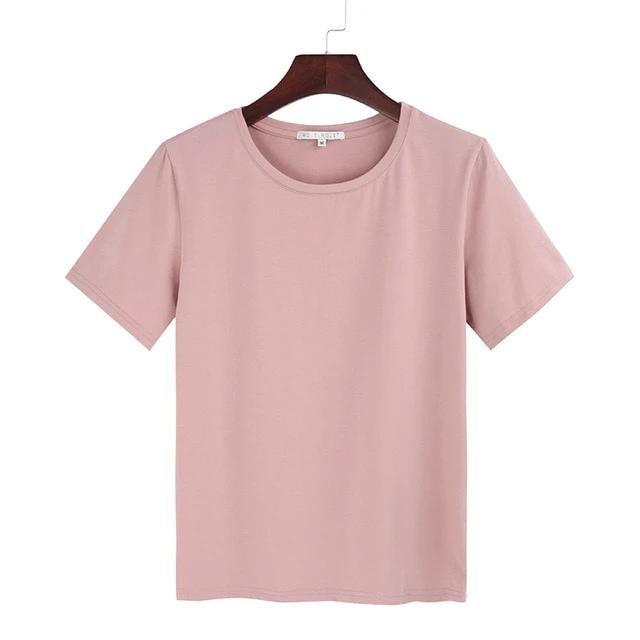 Cotton Loose Style Solid Short Sleeve O-Neck T Shirt - Stylesma