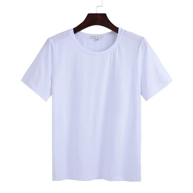 Cotton Loose Style Solid Short Sleeve O-Neck T Shirt