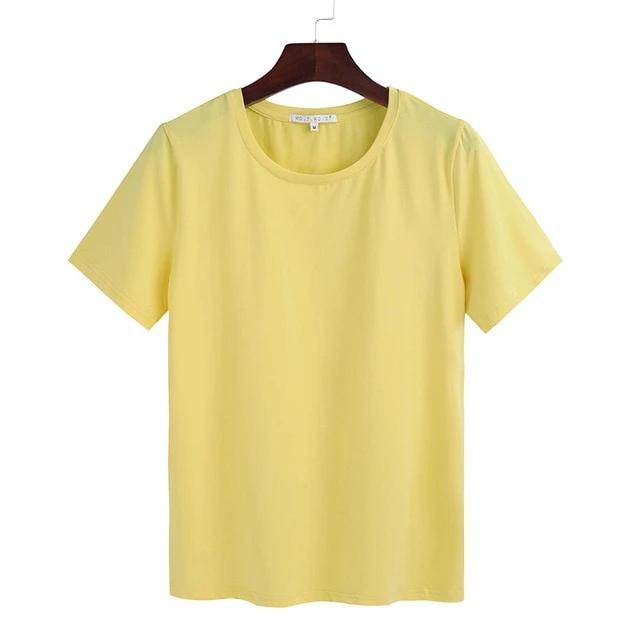 Cotton Loose Style Solid Short Sleeve O-Neck T Shirt