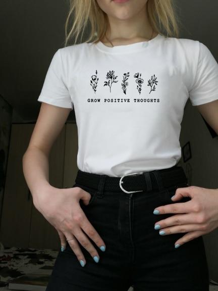 Letter Printed Short Sleeve Regular Casual Top