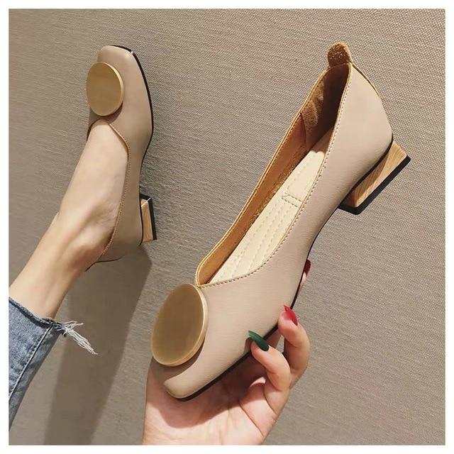 Low Wooden Low Heel Ballet Shoes