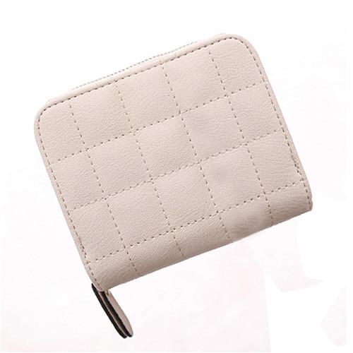 PU Leather Plaid Card Holder Small Zipper Purse