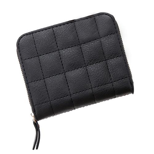 PU Leather Plaid Card Holder Small Zipper Purse