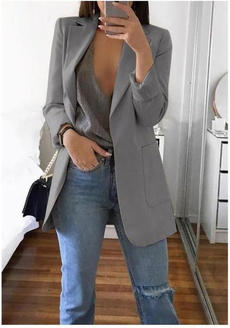 Casual Lapel Slim Cardigan Women's Temperament Wild Suit