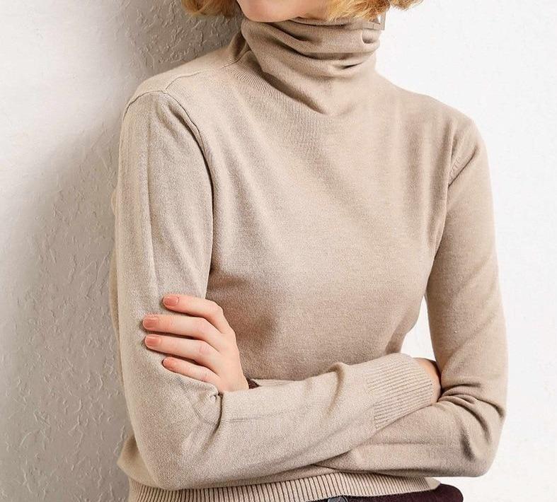 Turtleneck Pullover Knitted Sweater - Stylesma