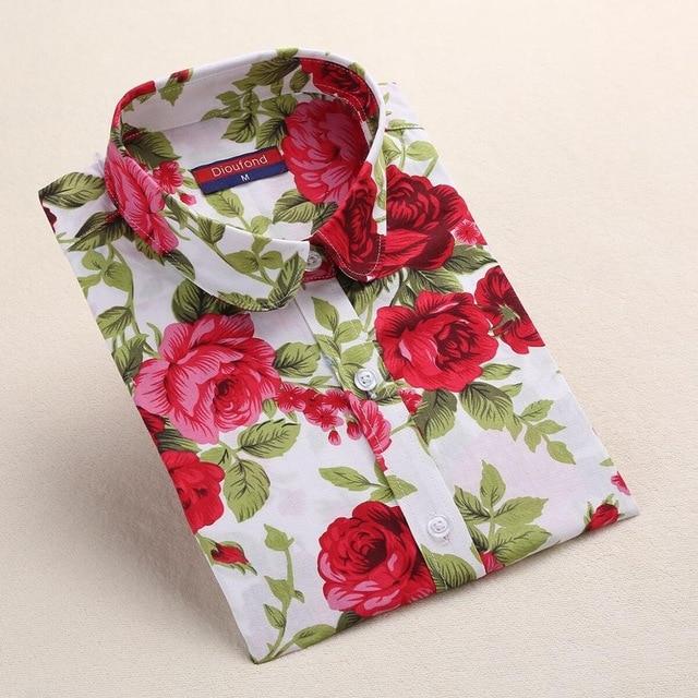 Long Sleeve Cotton Floral Blouse
