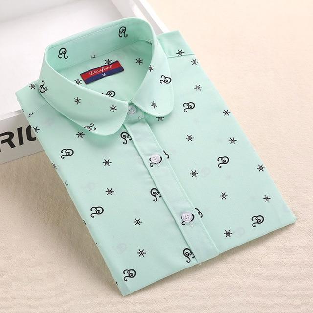 Long Sleeve Cotton Floral Blouse