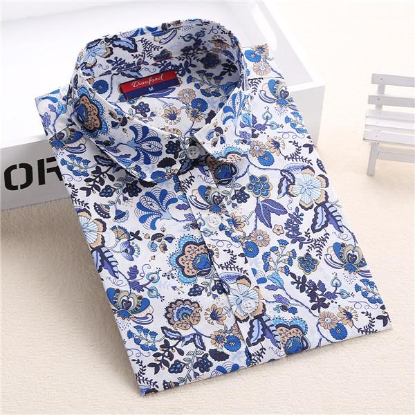 Long Sleeve Cotton Floral Blouse
