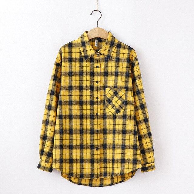 Plaid Blouse Long Sleeve Printed Casual Shirt