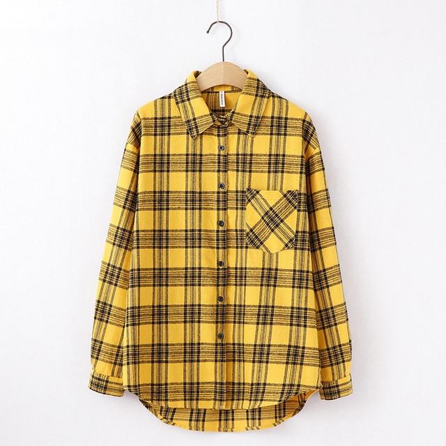 Plaid Blouse Long Sleeve Printed Casual Shirt