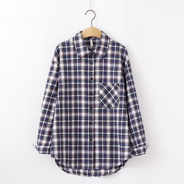 Plaid Blouse Long Sleeve Printed Casual Shirt