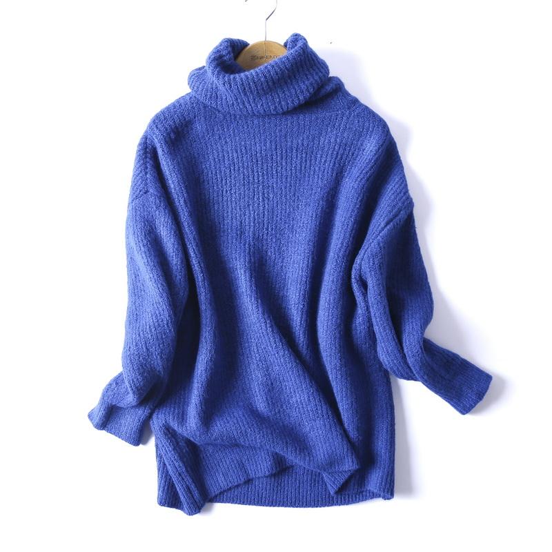 Oversize Basic Knitted Turtleneck Sweater - Stylesma