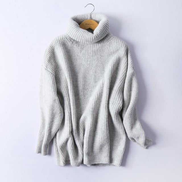 Oversize Basic Knitted Turtleneck Sweater