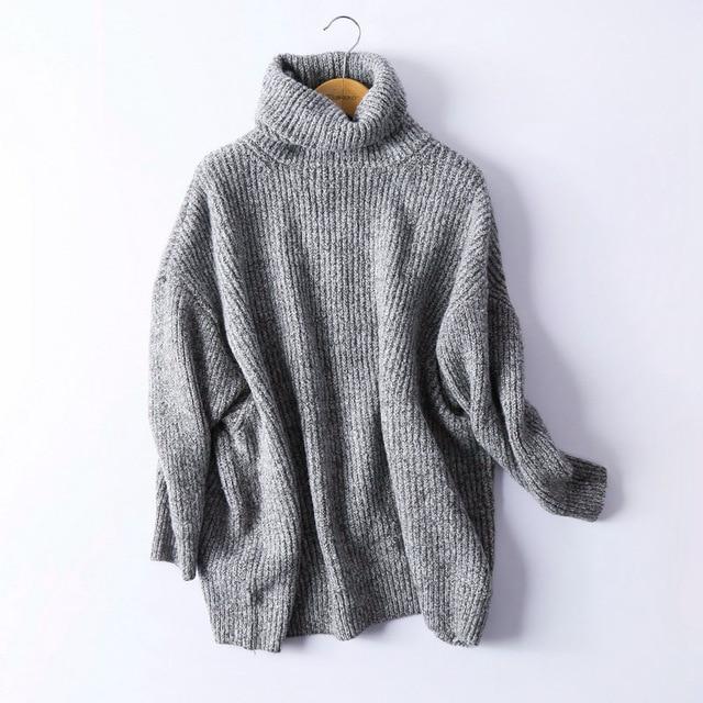 Oversize Basic Knitted Turtleneck Sweater