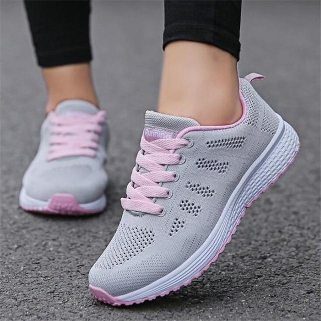 Breathable Lace-Up Mesh Sneakers