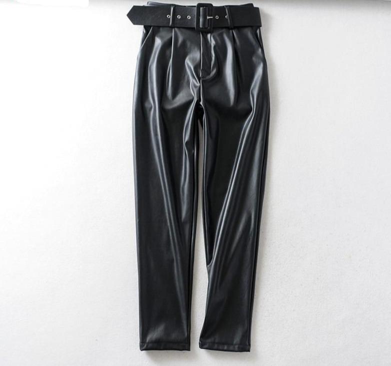 Faux Leather High Waist Full Length Pant - Stylesma