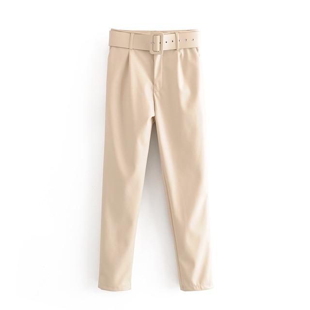 Faux Leather High Waist Full Length Pant - Stylesma