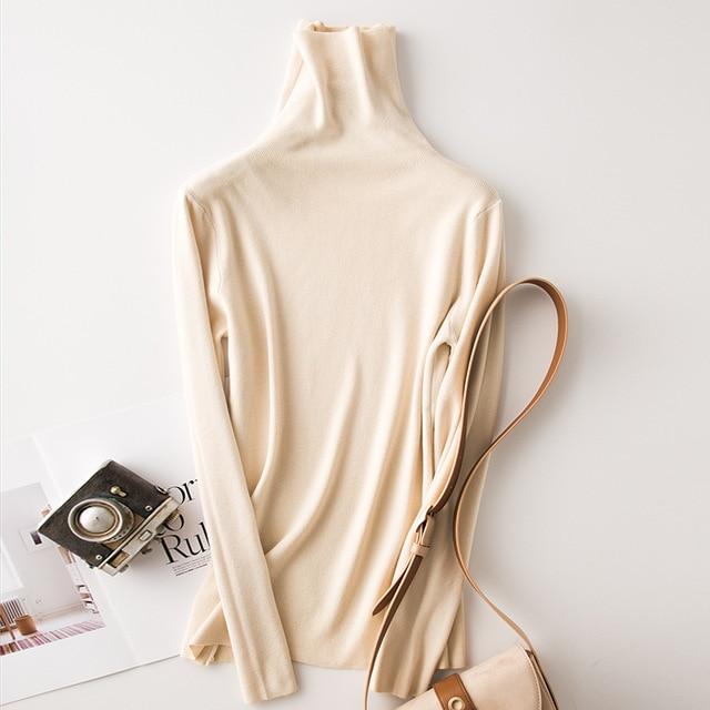 Solid Long Sleeve Turtleneck Sweater