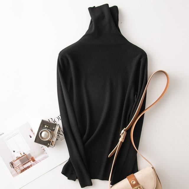 Solid Long Sleeve Turtleneck Sweater