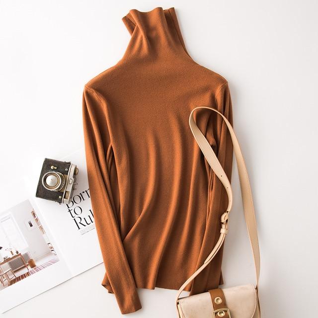 Solid Long Sleeve Turtleneck Sweater