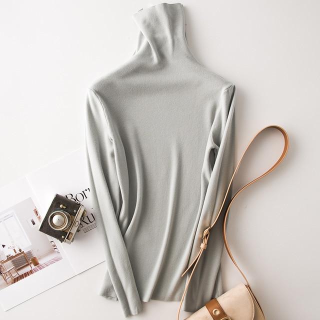 Solid Long Sleeve Turtleneck Sweater