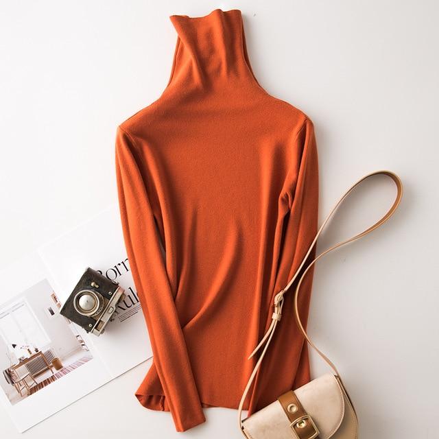 Solid Long Sleeve Turtleneck Sweater