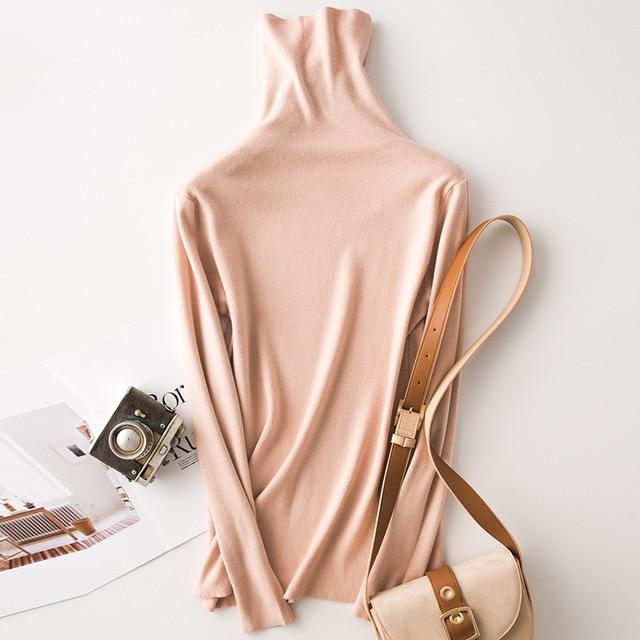 Solid Long Sleeve Turtleneck Sweater