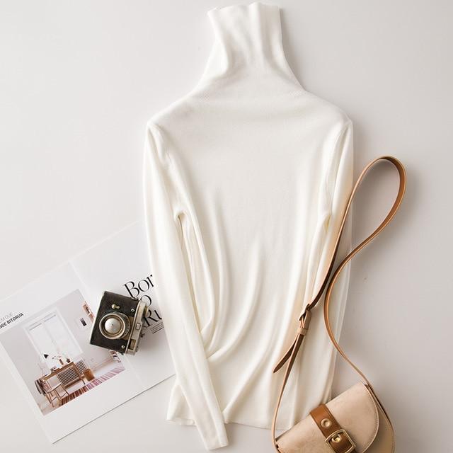 Solid Long Sleeve Turtleneck Sweater