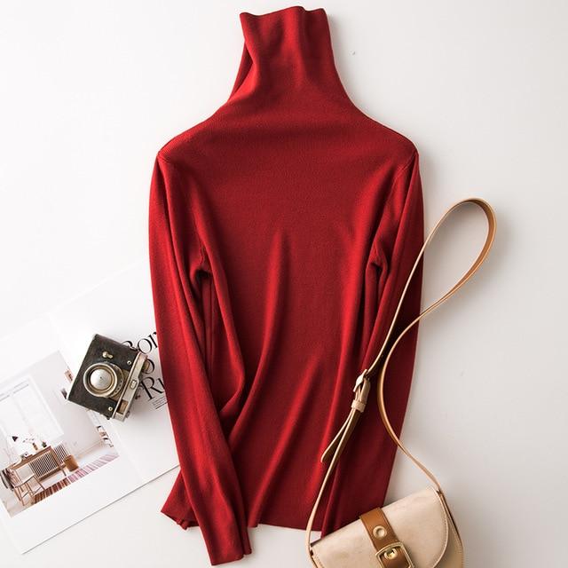 Solid Long Sleeve Turtleneck Sweater
