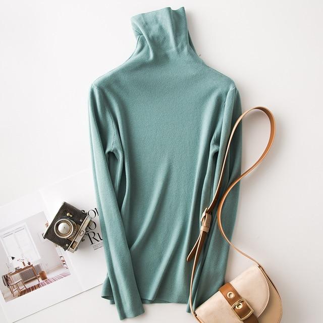 Solid Long Sleeve Turtleneck Sweater