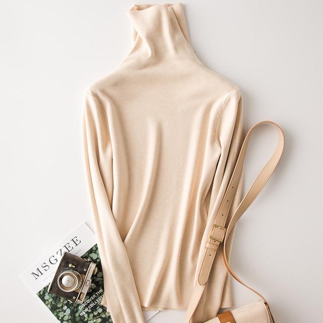 Solid Long Sleeve Turtleneck Sweater