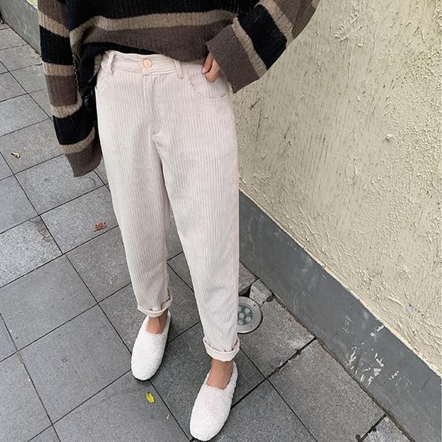 High Waist Straight Corduroy Pants - Stylesma