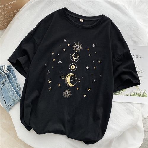 Kawaii Short Sleeve Embroidered Polyester T Shirt