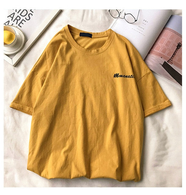 Kawaii Short Sleeve Embroidered Polyester T Shirt