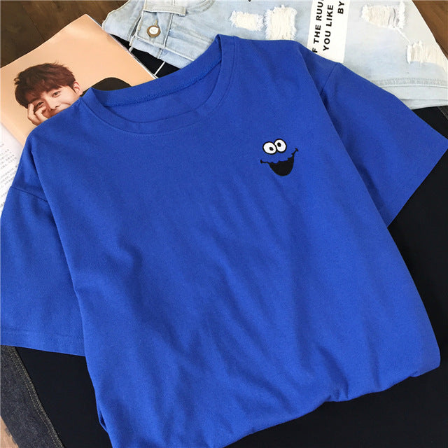 Kawaii Short Sleeve Embroidered Polyester T Shirt