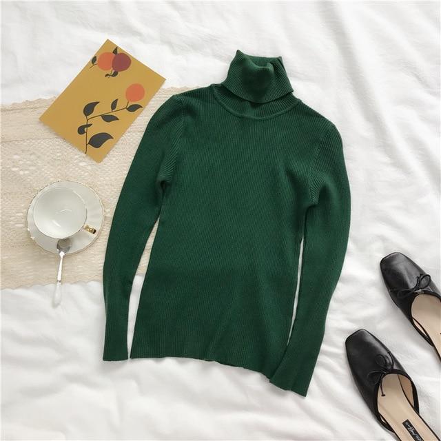 Knitted Ribbed Pullover Long Sleeve Turtleneck Sweater - Stylesma